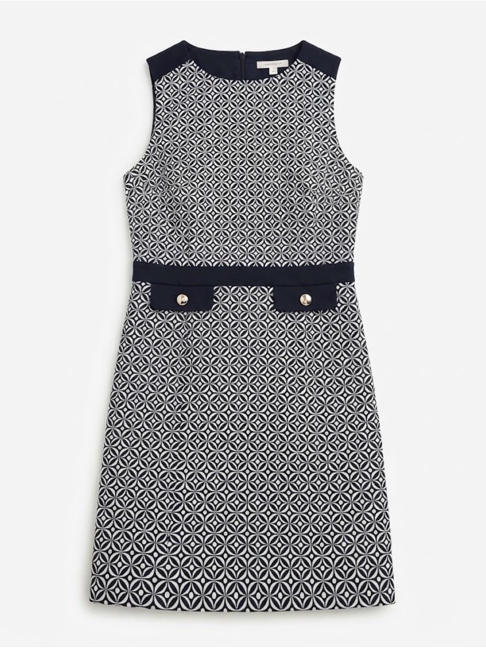 Tommy Hilfiger Geometric Mod Sleeveless Shift Dress Navy/White Size 10